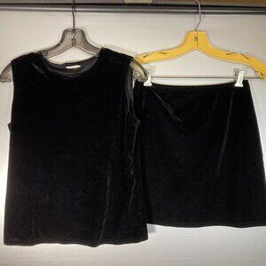 Black Velvet Skirt and Sleeveless Top Set